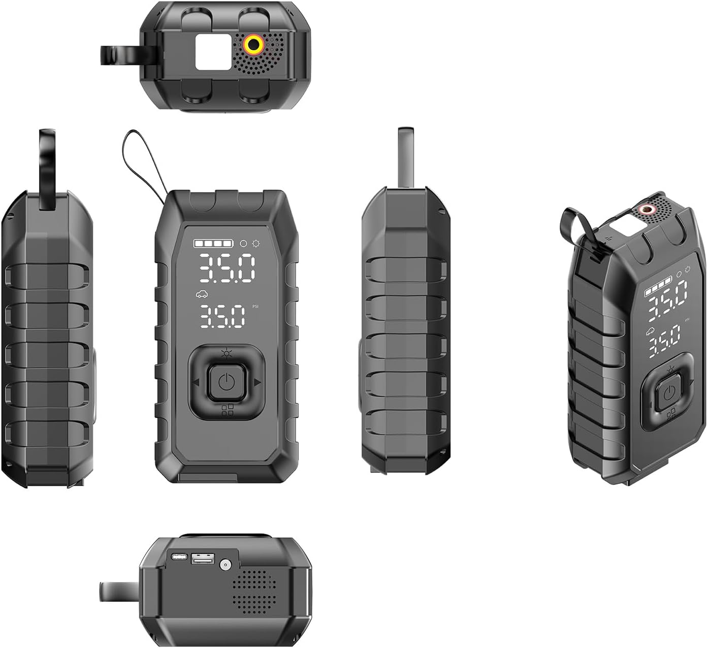 Tire Inflator Portable Air Compressor with Jump Starter, 150 PSI & 20000mAh Portable Air Pump with Twin Cylinder, DC 12V Electric Tire Pump with Emergency Light and Type-C Power Bank Charger